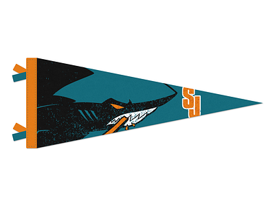 Weekly Warm-Up #21: Sports Pennant art design dribbbleweeklywarmup hockey illustrator minimal mockup nhl pennant photoshop san jose sharks sports sports pennant team weekly warm up