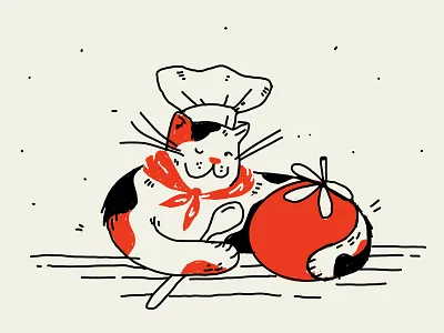 Chef Cat cat character chef cooking illustration tomato
