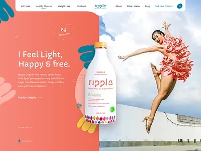 Ripple Design Concept character clean coloful design drink engaging illustration illustrations interactive minimalist modern design palyful patern product design ripple simple ui ux vibrant website