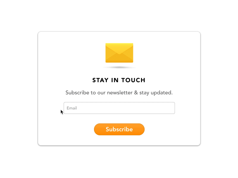 Newsletter Subscription animation call to action emoji form join logo mailing list minimal newsletter stayintouch submit subscribe subscription ui ux web