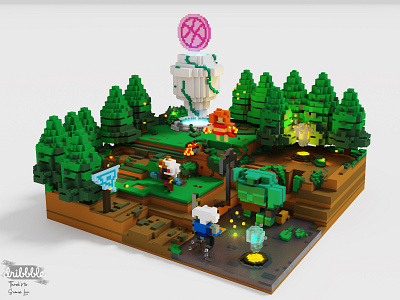 Hello Dribbble! 3d 3d artist battlefield design dota2 game art hello dribble illustration invitation voxelart