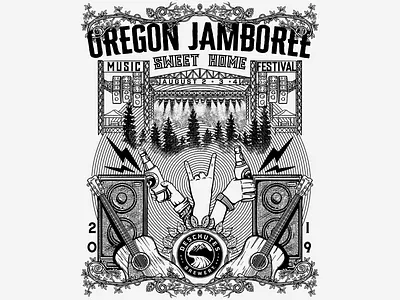 Oregon Jamboree - Tour Tee adobe photoshop art beer branding brewery deschutes brewery design illustration illustration art joeythunder merch merch design oregon jamboree pacific northwest photoshop photoshop art pnw shirt design tour merch