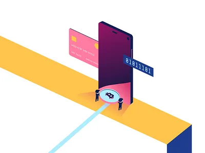 Cryptocurrency App Illustration app bitcoin blockchain card clean coin crypto cryptocurrency finance illustartor illustraion money people phone vector wallet