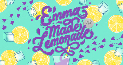 Emma-Made Lemonade Podcast Artwork food illustration food lettering hand lettering illustration lemonade lemons lettering liquidlettering podcast podcast cover procreate purple script teal