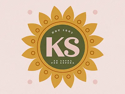 Kansas Day badge established flower kansas sunflower texture type