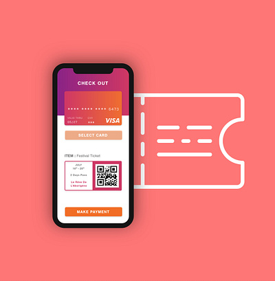 Credit Card app credit card dailyui 002 design festival illustration qrcode ticket booking ui