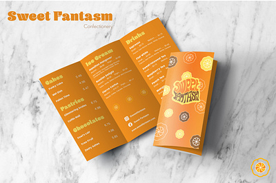 Sweet Fantasm branding branding logo candy coffee designs illustration logo logo design logodesign menu mockup orange print restaurant sweet typography vector