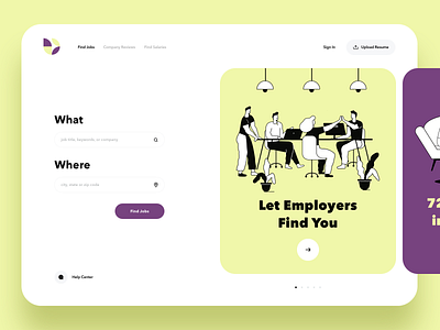 Find Job Website card dashboard hire icons illustration inspiration interaction jobs landing landing page layout product design search typography ui uiux vector web webdesign
