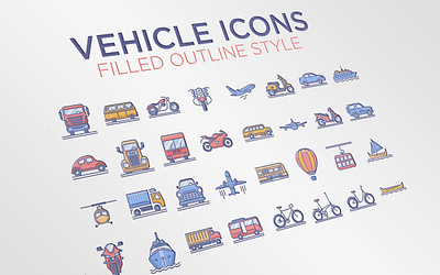 Vehicle Icon Set colorfull filled line filled outline flaticon icon iconfinder iconography iconscout illustration transportation travel vector vehicle