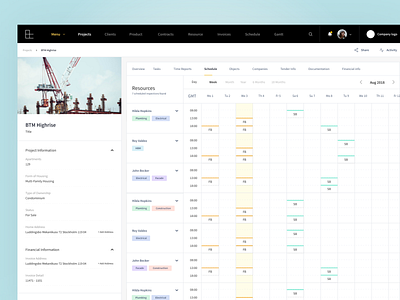 Schedule Page app dailyui dashboad dashboard ui design erp product product design profile profile page resources schedule task task management typography ui design ux web webapp website design