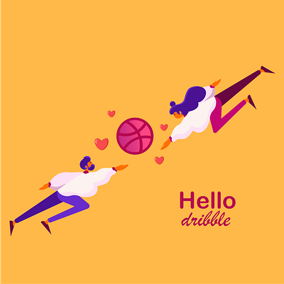 Hello dribble character debut dribble hello dribble vector vector illustration