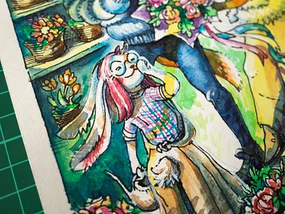 Postcard to a friend adorable book illustration character characterdesign editorial illustration flowers illustration ink and watercolor postcard rabbit watercolor