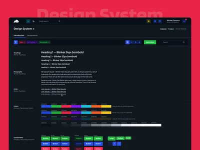 bizon360 design system dark buttons color palette color scheme colors component library components dark theme dark ui design system designsystem filters header heading icons link paragraph style guide styleguide tabs
