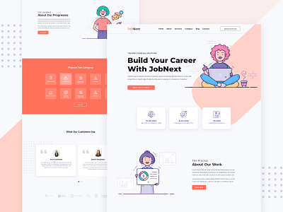 Job Portal Landing Page app branding free illustration job mobile portal portfolio resume ui ux website