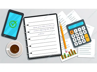 Accounting or bookkeeping accounting app bookkeeping business calculator chart coffe finance financial magicallandart managment market mobile notebook notepad planning project research smartphone vector