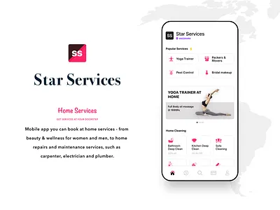 Star Services, home services mobile app uiux & Development app template branding firebase google home illustration mobile app services ui uidesign uikit ux yoga