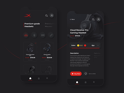 HyperX Online Store App app clean dark dark ui design headset hyperx interface design magazine magazine ui minimal neumorphism skeumorphism skeuo ui web web design