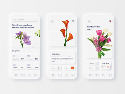 Florist App design minimal mobile apps neumorphism typography ui ux web