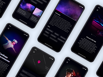 AR and VR service app branding dark ui design gradient ios mobile social ui ui design