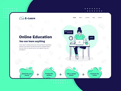 eLearning Landing Page Design app design creation design designer dribbble elearning landing design landing page design landingpage learning platform photoshop ui ux webdesign website concept website design website development