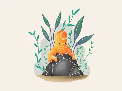 Tell me where, i'll meet you there brushes characters crystal forest illustration leaves nature negativespace orange plants portal procreate rocks space textures universe