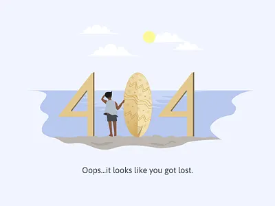 404 Error - Surfing Edition 404 error 404 error page 404 page beach blue design figma illustration illustration art not found page not found sea summer surfing vector