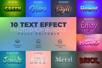 Photoshop Text Effect Bundle 3d art character color cool cute effect elegant luxury mockup photoshop pop realistic shadow style text texture type typography word