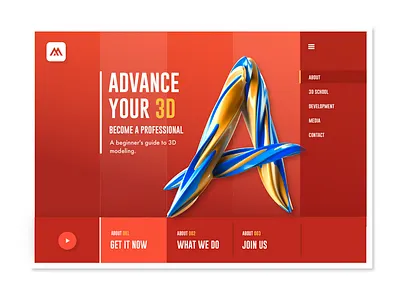 3D modeling guide 3d design flat red ui web