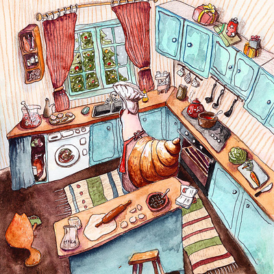 Snail in the kitchen children book illustration childrens book childrens illustration illustration kitchen snail