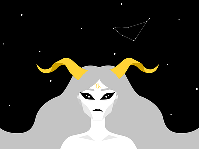 Capricorn astrology capricorn girl illustration night stars zodiac sign