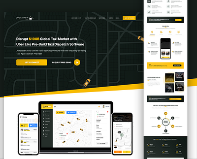 Taxi App Solution Landing Page booking cab design iconography landing page design landingpage ride sharing taxi taxi booking web