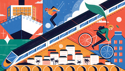 Sustainable Travel -- Waitrose magazine architecture climatechange colour design editoral editorial illustration environment food global warming illustration print