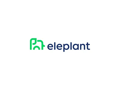 eleplant abstract animal branding clever elephant flat green icon identity line logo mark minimal plant