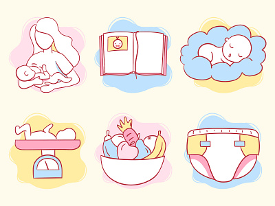 Baby Track App Icons app baby baby food birth breastfeeding diaper icon icon design icon set iconography mobile mother newborn photo album pregnancy pregnant scales sleep weight