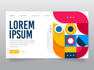 Geometric Landing Page Design branding design geometric geometric art landing landingpage marketing media modern template ui web website