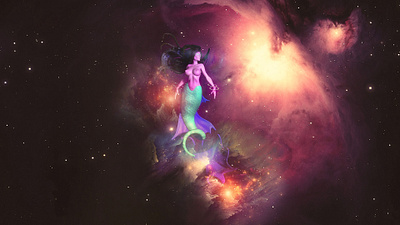 Sirens of Titan 3d cosmos galaxy girl illustration nebula night sky space stars