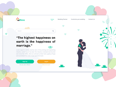 Bless, Landing Page. design flat ui website