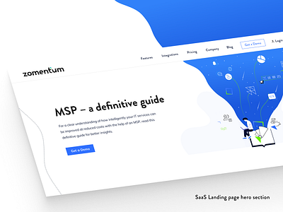 SaaS Landing page hero section banner design design hero banner illustration landing page saas saas design saas landing page saas website ui zomentum