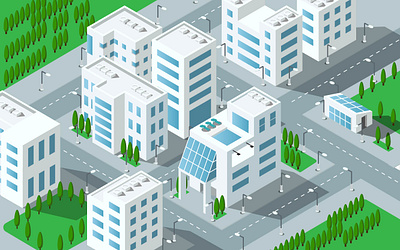 Isometric City Design cityscape design flat illustration isometric isometric art minimal ui vector