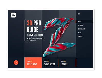 3d Modeling guide Pro black dark illustration ui web