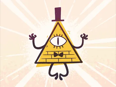 Gravity Falls - Bill Cypher blake stevenson cartoon character design cute cyclops disney gravity falls hipster illustration jetpacks and rollerskates jetpacksandrollerskates occult offset one eye pyramid retro top hat triangle