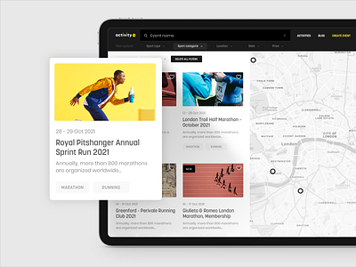 Activity.me – Event Search activity clean design event logo map running search sport ui ux web