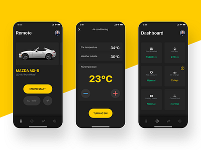 Car remote app app car dark design driving remote ui ux