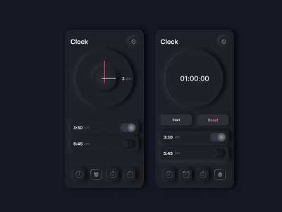 Clock: dark theme concept dailyui design figma mobile mobile app product design ui uiux ux