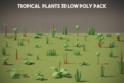 Tropical Plants 3D Low Poly Pack 3d 3d art low poly lowpoly lowpolyart plants tropical