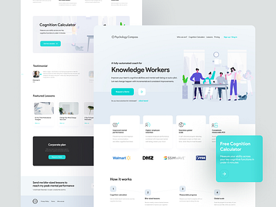 PsychologyCompass Landing Redesign branding card design icon illustration landing minimal redesign typography ui ux web