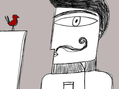 Little red bird bird illustration