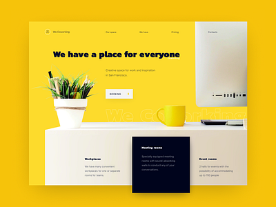 Landing for We Coworking coworking design figma flat landing minimal sketch ui web website yellow