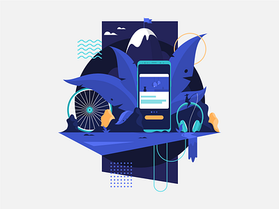 Portfolio About Me Illustration about me adobe illustrator card fisherman flatdesign forest headphones illustration jungle landscape plants portfolio smartphone vectorart