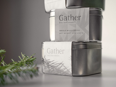 Gather Holiday Roast branding coffee geometric holiday ice logo logotype packaging pattern snow type winter